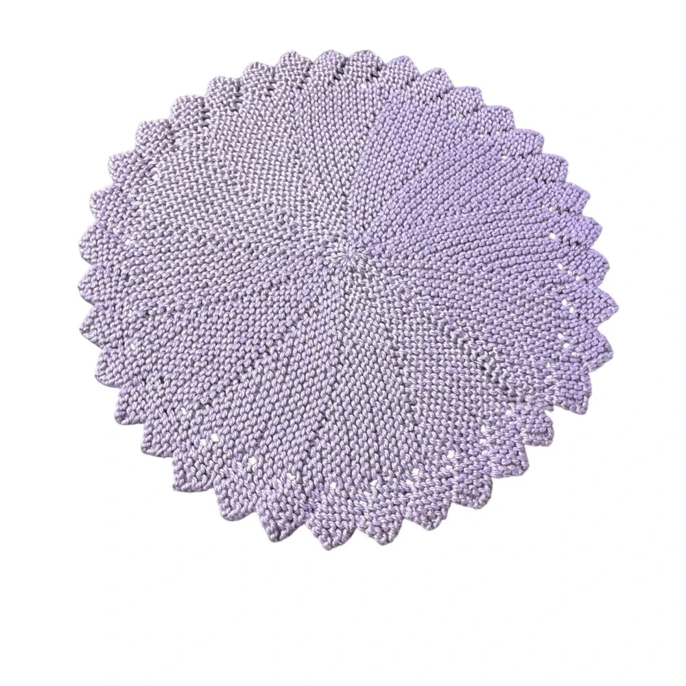 Set of 2‎ Handmade Knitted Doily Table Centerpiece Purple Round Knit Decor